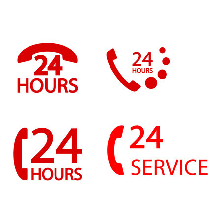 24-hour telephone service logo with telephone receiver imageのイラスト素材