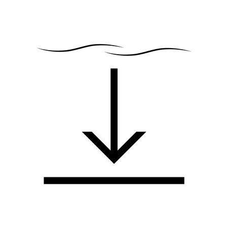 Water Depth Icon, Measure The Depth Of Shallow Waters Vector Art Illustrationのイラスト素材