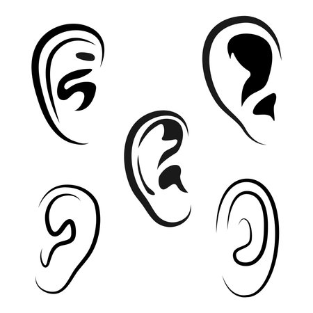 Ear vector icon, hearing symbol. Simple, flat design for web or mobileのイラスト素材