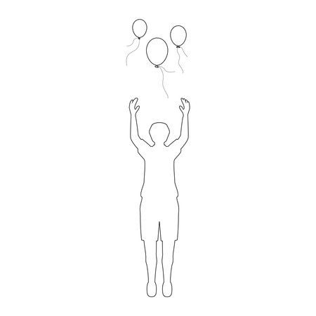 person holding flying balloon vector illustration designのイラスト素材