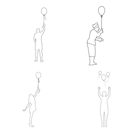 person holding flying balloon vector illustration designのイラスト素材