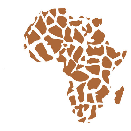 Africa map line icon with giraffe striped pattern vector illustration designのイラスト素材