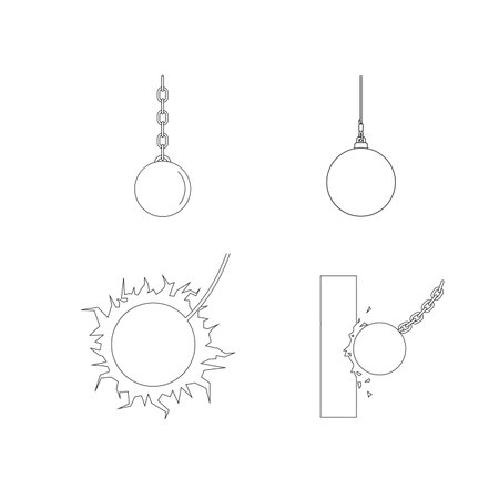 wrecking steel ball icon illustration designのイラスト素材
