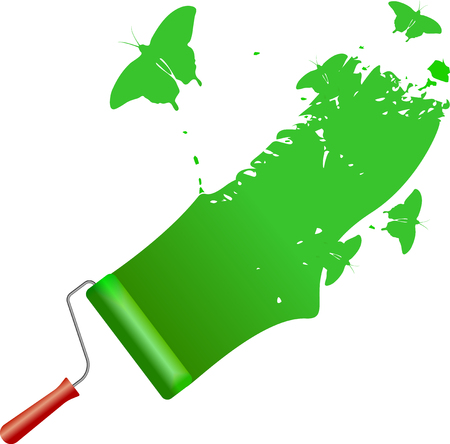 Paint butterfly roller illustrationのイラスト素材