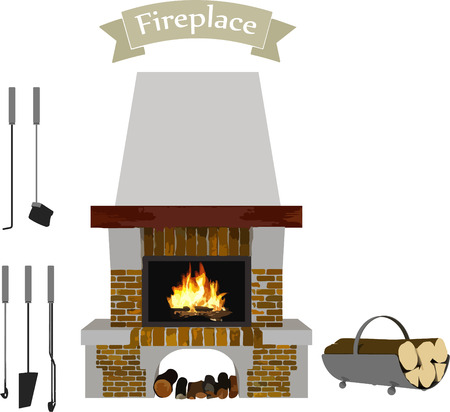 Fireplace Retro Vintageのイラスト素材
