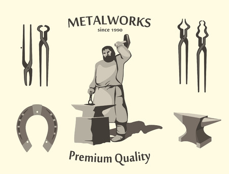 Vintage Blacksmith Setのイラスト素材