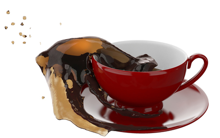 Cup of coffee with splashes, isolated on whiteの写真素材
