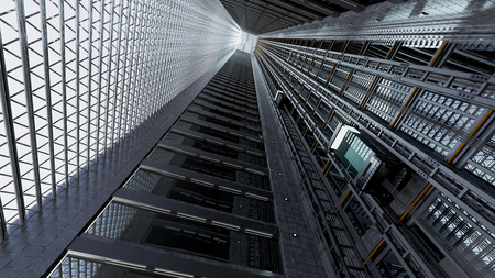 3d rendering. An open Elevator shaftの写真素材