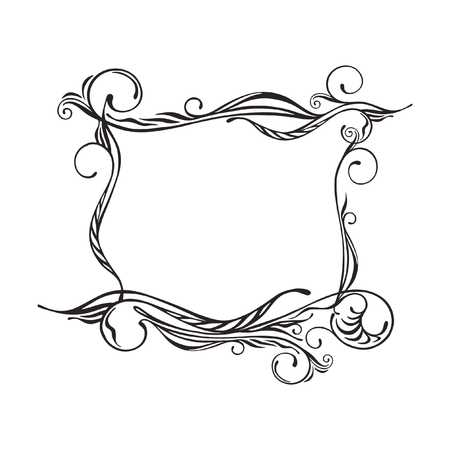 Monochrome floral frameのイラスト素材