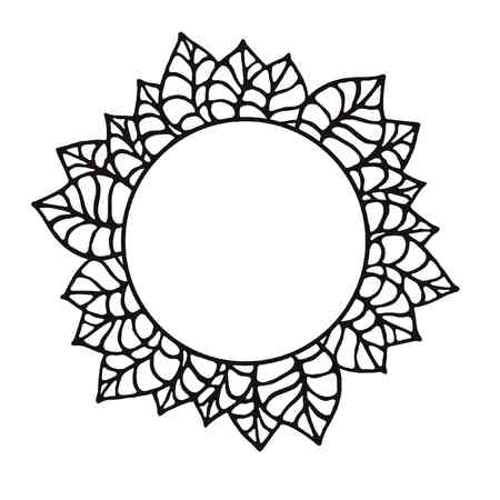 Monochrome floral frameのイラスト素材