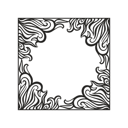 Monochrome vector floral frameのイラスト素材