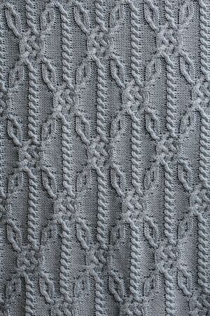 Cool gray color knitted textured textile backgroundの写真素材