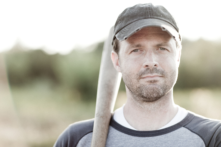 Vintage Style Portrait of a Baseball Playerの写真素材