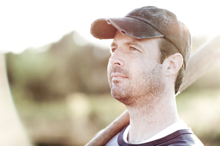 Portrait of a Baseball Player Outsideの写真素材