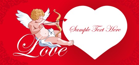 Cards with hearts and cupid loveのイラスト素材