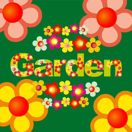 flowers garden cardのイラスト素材