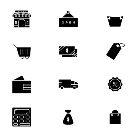 Shopping icon set outline style for your web design, logo, UI. illustration.のイラスト素材