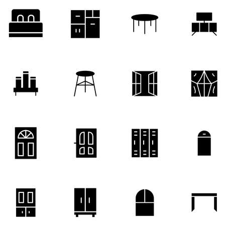 furniture icon set line style vectorのイラスト素材