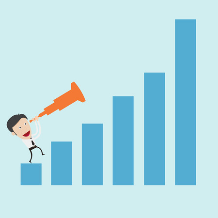 businessman using binocular look at graph のイラスト素材