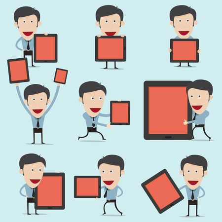 Vector illustration of cartoon present information on mobile device のイラスト素材