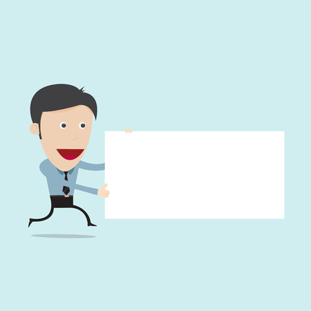 Vector illustration of cartoon holding blank board のイラスト素材