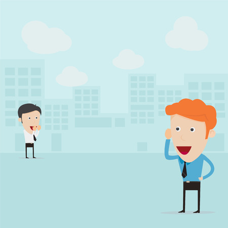 Businessmen communicating from distance のイラスト素材