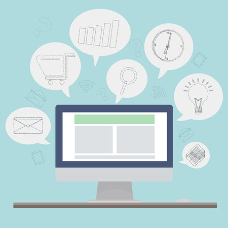 computer with sketch application icon のイラスト素材