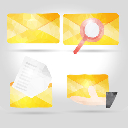 Vector illustration of yellow envelope in polygon crumpled paper design のイラスト素材
