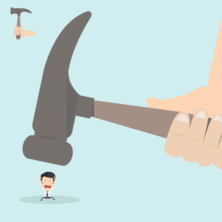 Business figure and hammer のイラスト素材