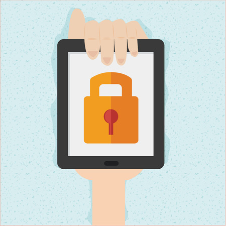 Hand holds smart phone with cloud security concept  のイラスト素材