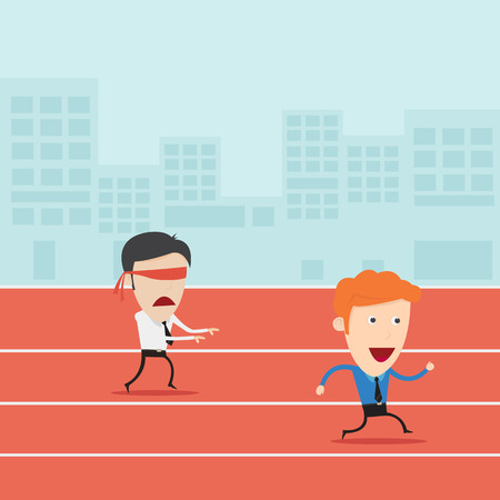 Concept of successful businessman in a finishing line のイラスト素材