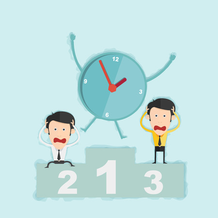 Time management concept win business man on podium のイラスト素材