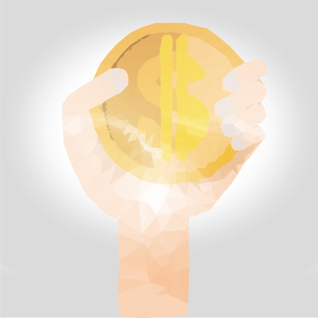 Vector illustration of hand hold money in polygon design  のイラスト素材