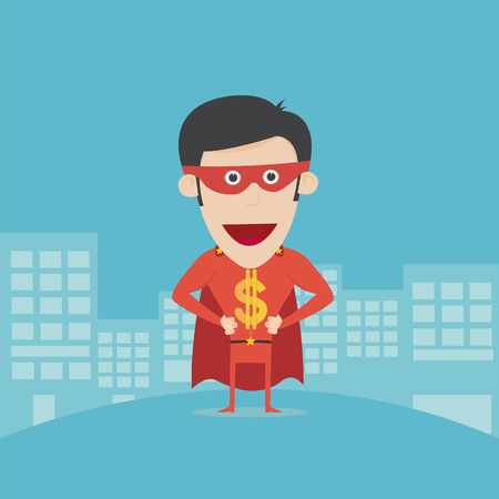 Super money man for business and finance concept のイラスト素材