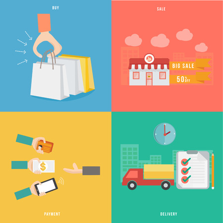 Element of buy sale payment and delivery concept icon in flat design のイラスト素材