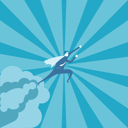 Business man fly on the sky のイラスト素材