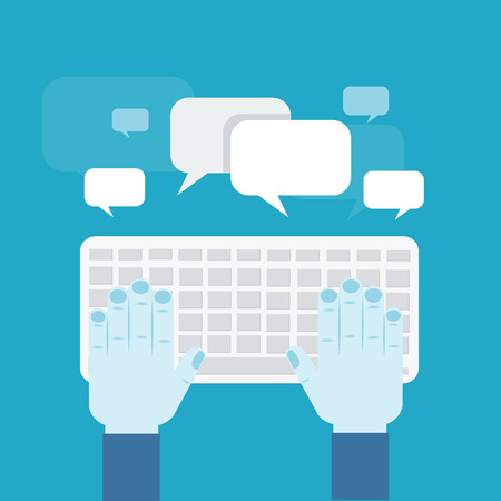 Social media key with two speech bubble sign on the keyboardのイラスト素材