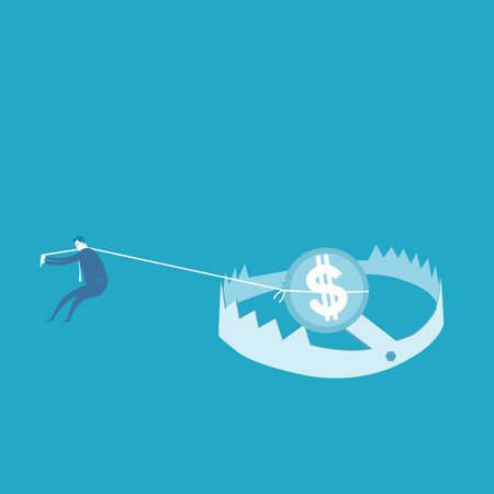 pick up money in the trap のイラスト素材