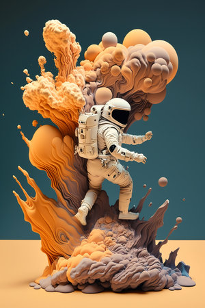 Astronaut in the space. 3d illustration. Science fiction.の素材