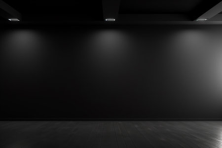 Empty room with black wall and floor. Mock up, 3D Renderingの素材