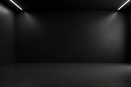 Black empty room with spotlights. Mock up, 3D Renderingの素材