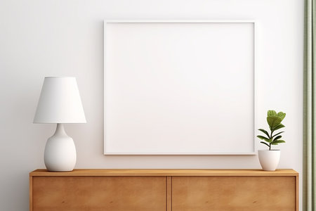 Mock up poster frame in modern interior background, 3D renderの素材