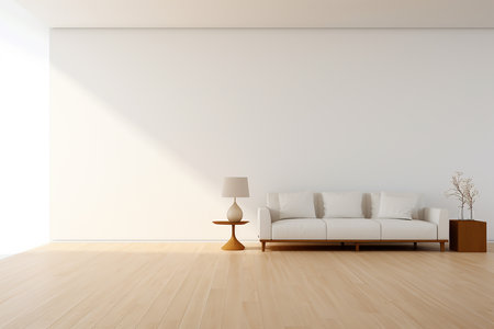 modern bright interiors apartment Living room 3D rendering illustration computer generated imageの素材