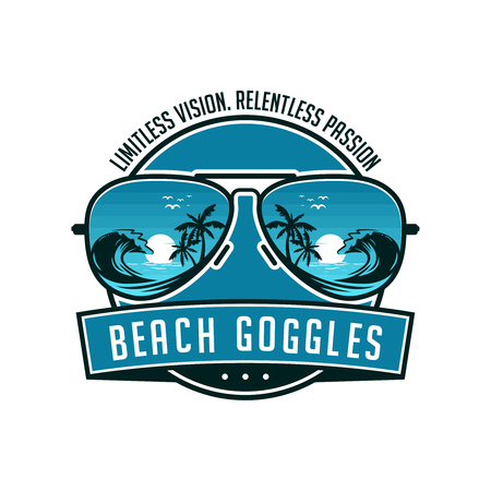 beach sunglasses emblem logoのイラスト素材