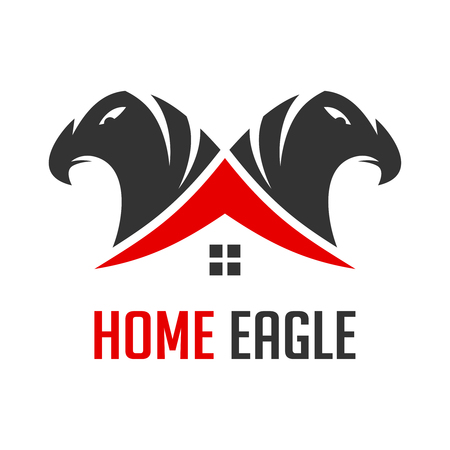 logo of two eagle heads and housesのイラスト素材