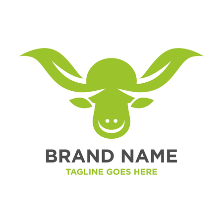 cow head leaf logo your companyのイラスト素材