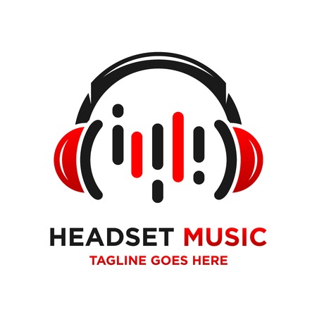 music headset logo your companyのイラスト素材
