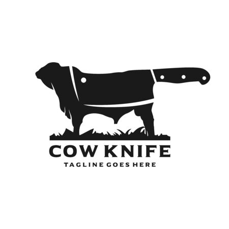 angus cattle farm logo and knifeのイラスト素材