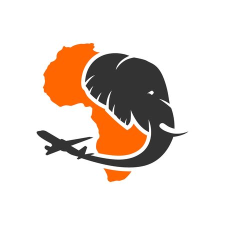 Elephant travel logo in Africaのイラスト素材
