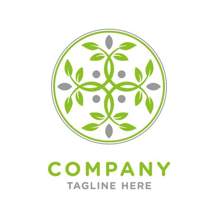 circular leaf logo design templateのイラスト素材